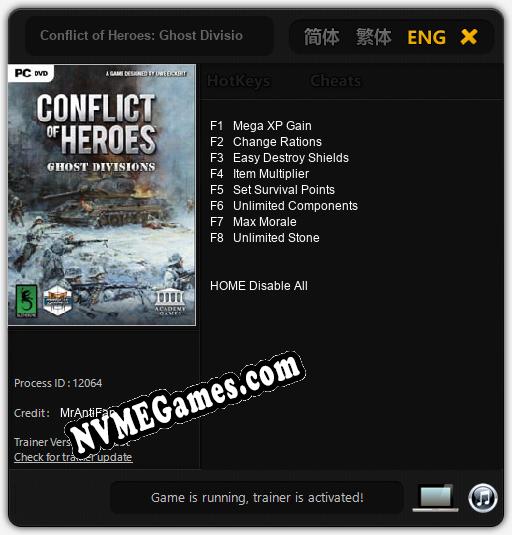 Treinador liberado para Conflict of Heroes: Ghost Divisions [v1.0.2]