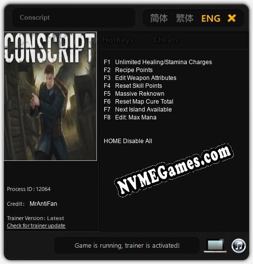 Conscript: Cheats, Trainer +8 [MrAntiFan]