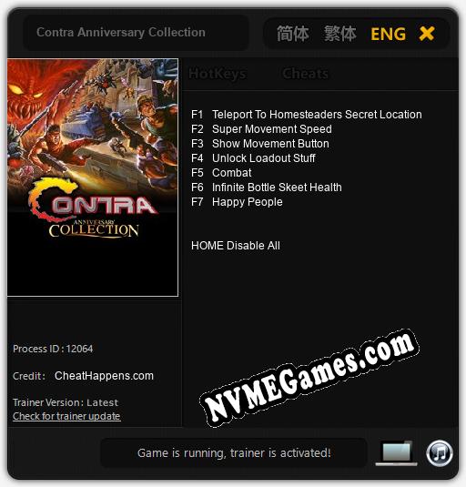 Contra Anniversary Collection: Cheats, Trainer +7 [CheatHappens.com]