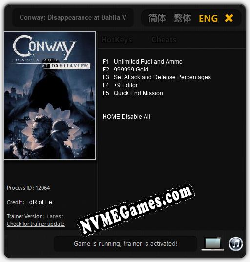 Treinador liberado para Conway: Disappearance at Dahlia View [v1.0.9]