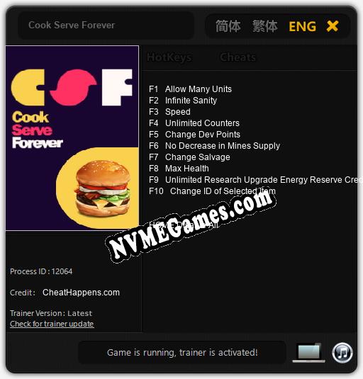 Cook Serve Forever: Treinador (V1.0.31)