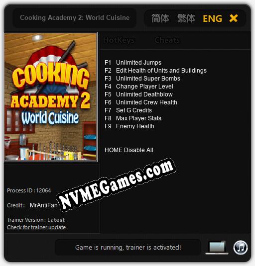 Treinador liberado para Cooking Academy 2: World Cuisine [v1.0.9]