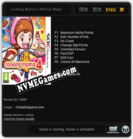 Cooking Mama 4: Kitchen Magic: Trainer +8 [v1.1]