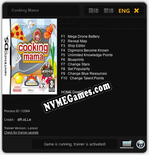 Cooking Mama: Cheats, Trainer +10 [dR.oLLe]