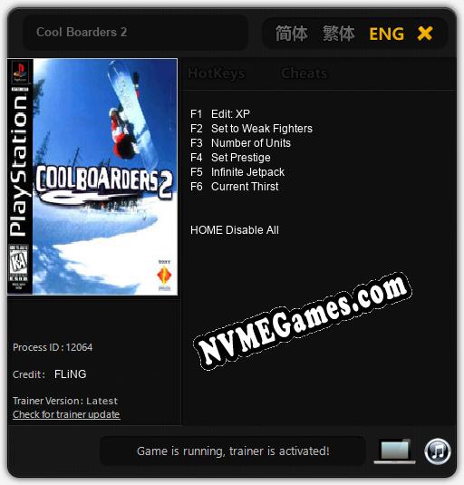 Treinador liberado para Cool Boarders 2 [v1.0.4]