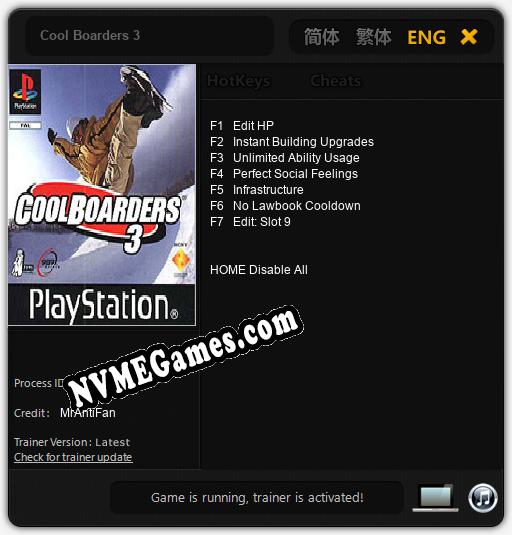 Cool Boarders 3: Treinador (V1.0.91)