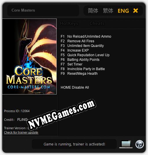 Core Masters: Cheats, Trainer +9 [FLiNG]