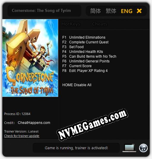 Cornerstone: The Song of Tyrim: Trainer +8 [v1.8]