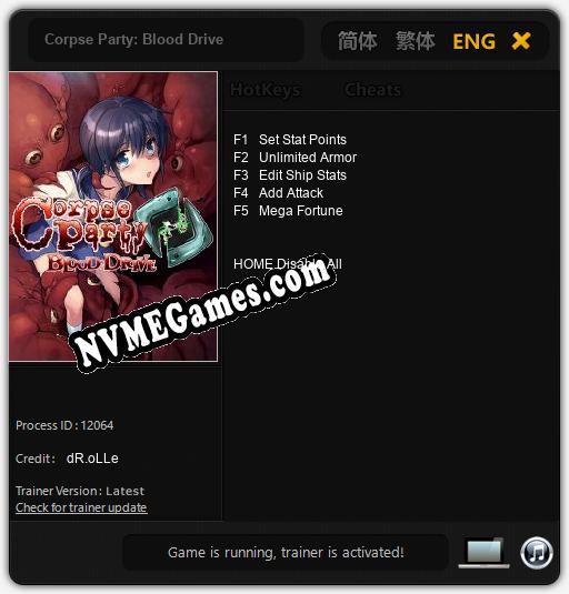 Corpse Party: Blood Drive: Treinador (V1.0.96)