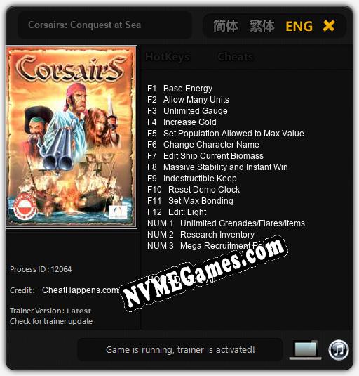 Corsairs: Conquest at Sea: Cheats, Trainer +15 [CheatHappens.com]