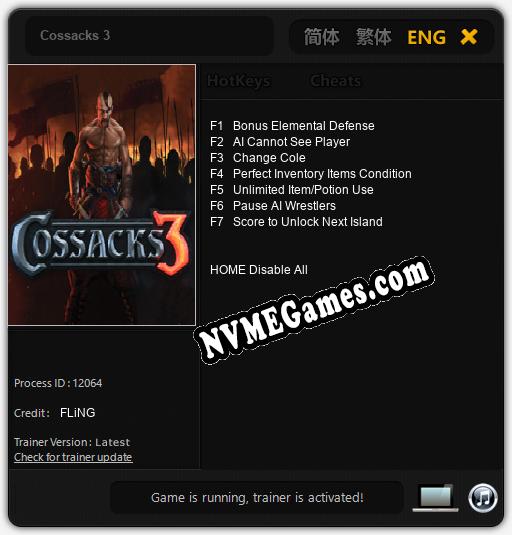 Cossacks 3: Treinador (V1.0.73)