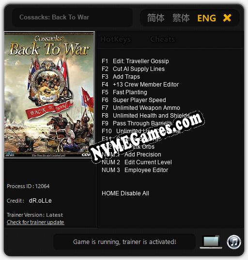 Cossacks: Back To War: Cheats, Trainer +15 [dR.oLLe]