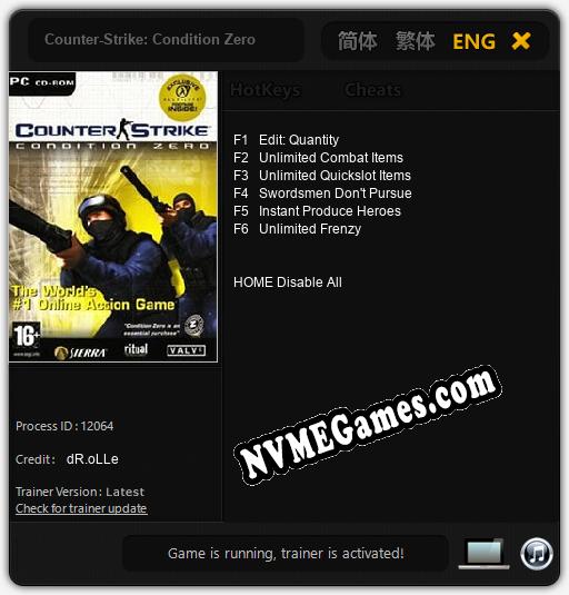 Treinador liberado para Counter-Strike: Condition Zero [v1.0.8]