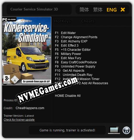 Courier Service Simulator 3D: Trainer +13 [v1.3]