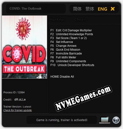 Treinador liberado para COVID: The Outbreak [v1.0.6]