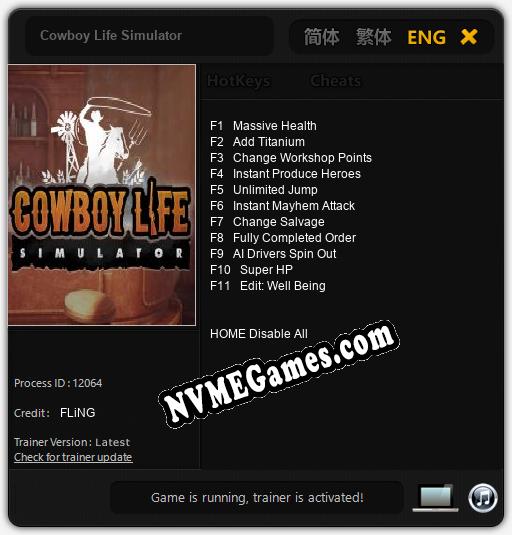 Cowboy Life Simulator: Trainer +11 [v1.2]