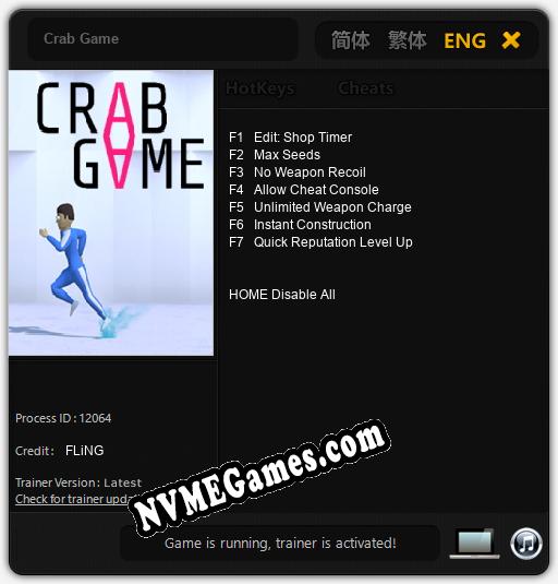 Treinador liberado para Crab Game [v1.0.2]