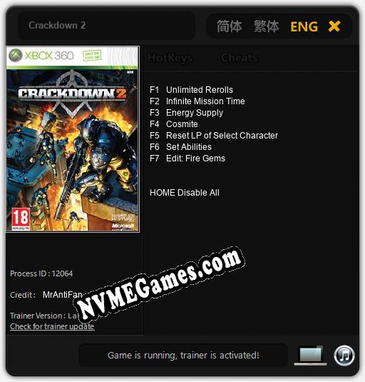 Crackdown 2: Treinador (V1.0.76)