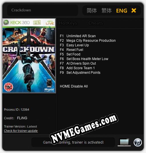 Crackdown: Trainer +9 [v1.9]