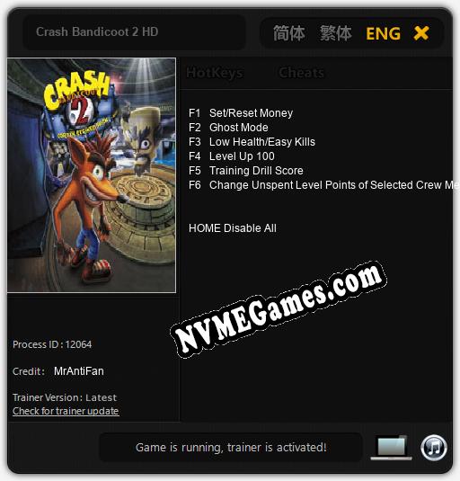 Crash Bandicoot 2 HD: Trainer +6 [v1.7]