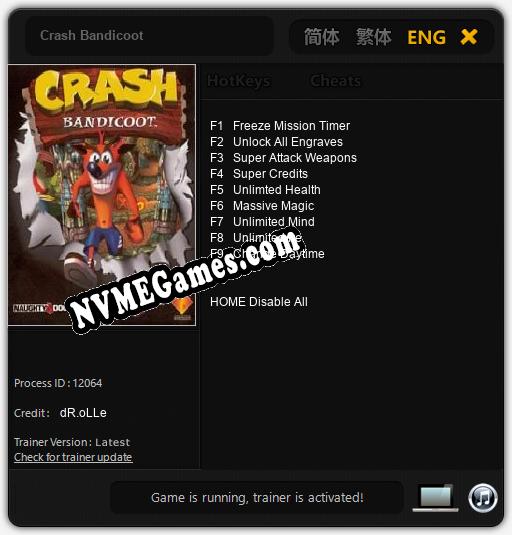 Crash Bandicoot: Trainer +9 [v1.3]