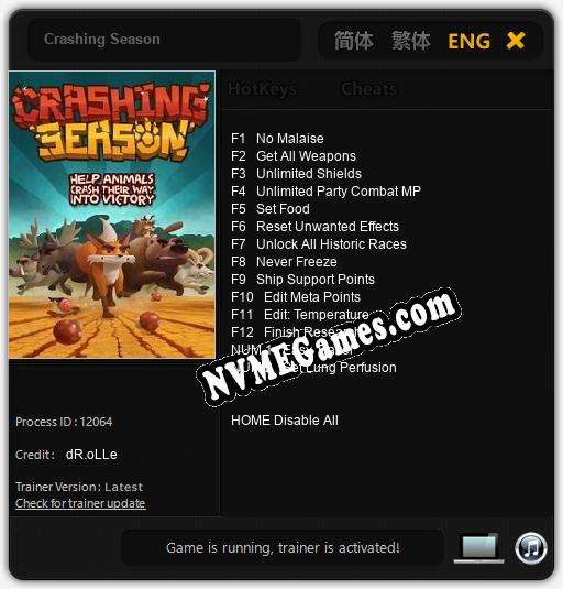 Crashing Season: Trainer +14 [v1.9]