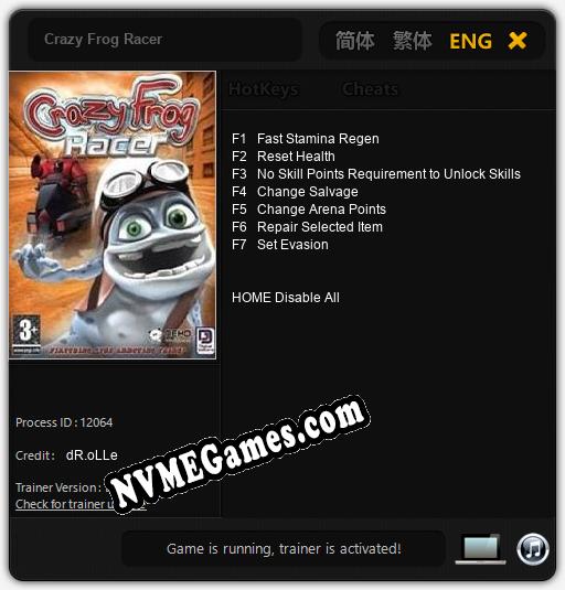 Treinador liberado para Crazy Frog Racer [v1.0.4]