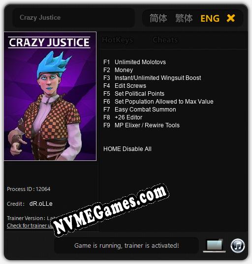 Crazy Justice: Trainer +9 [v1.6]