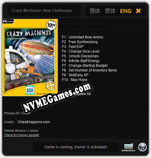 Crazy Machines: New Challenges: Cheats, Trainer +10 [CheatHappens.com]