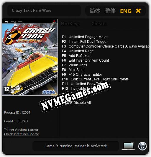 Crazy Taxi: Fare Wars: Treinador (V1.0.81)