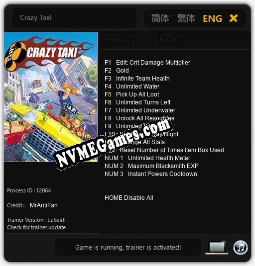 Treinador liberado para Crazy Taxi [v1.0.6]