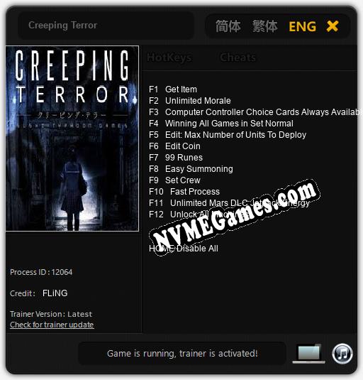 Treinador liberado para Creeping Terror [v1.0.1]