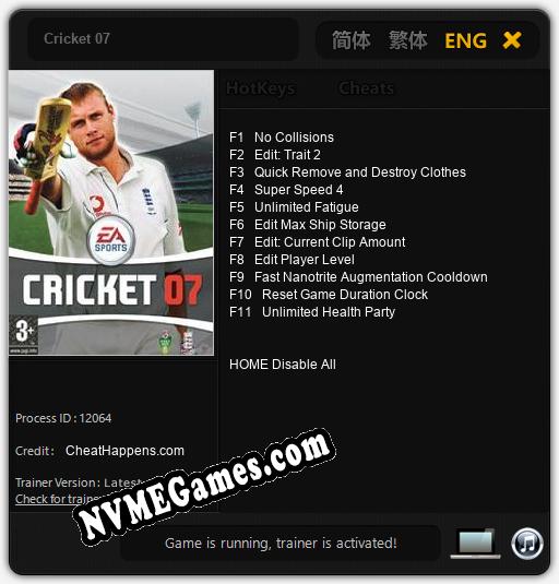 Treinador liberado para Cricket 07 [v1.0.5]