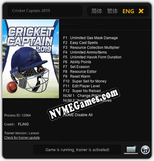 Cricket Captain 2019: Trainer +14 [v1.4]