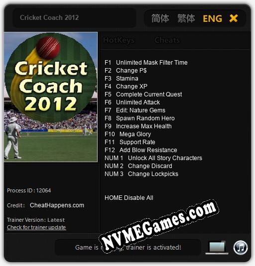 Cricket Coach 2012: Trainer +15 [v1.7]