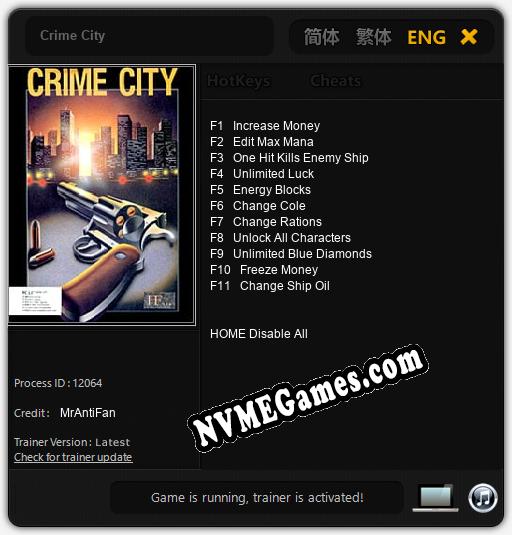 Crime City: Trainer +11 [v1.8]