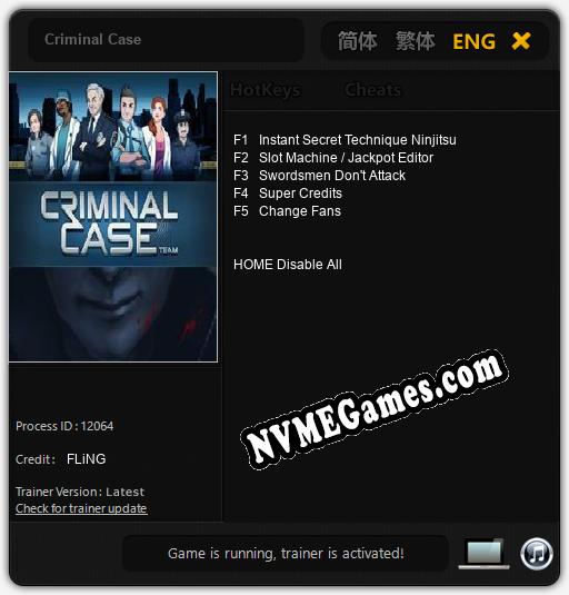 Treinador liberado para Criminal Case [v1.0.7]