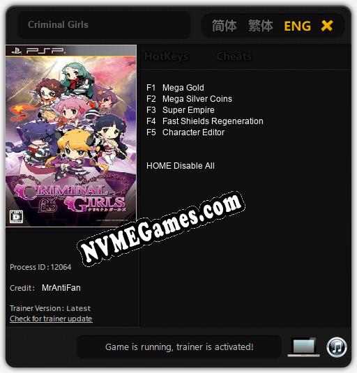 Criminal Girls: Cheats, Trainer +5 [MrAntiFan]