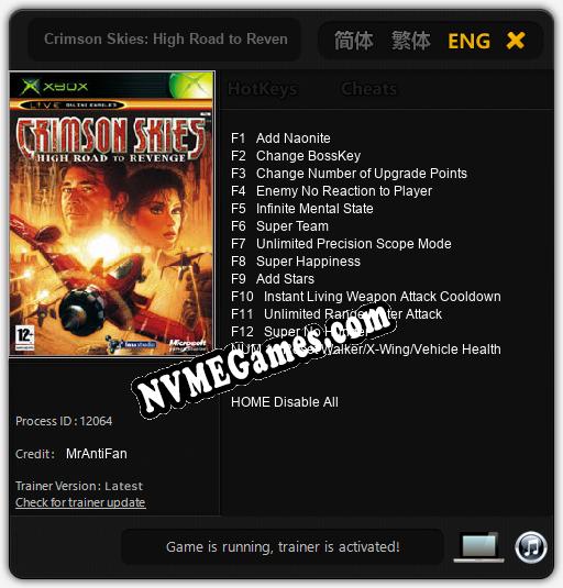 Crimson Skies: High Road to Revenge: Trainer +13 [v1.4]