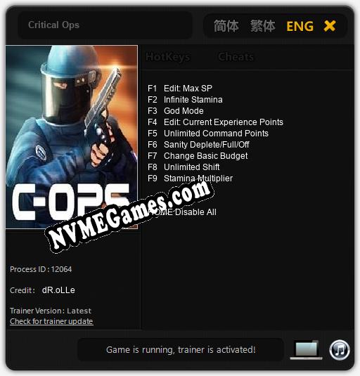 Critical Ops: Trainer +9 [v1.5]