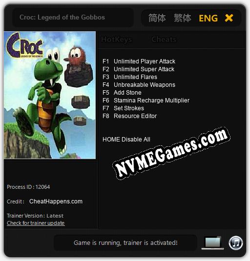 Treinador liberado para Croc: Legend of the Gobbos [v1.0.1]