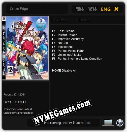 Cross Edge: Cheats, Trainer +8 [dR.oLLe]