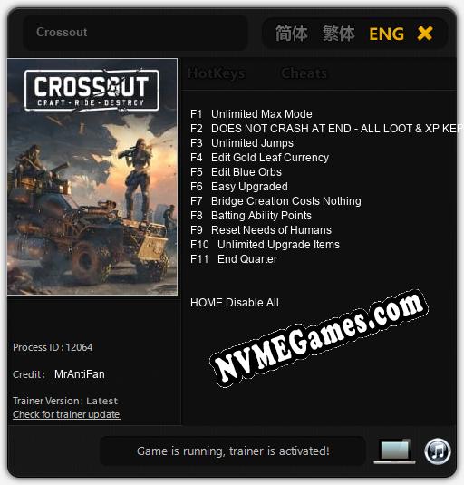 Crossout: Cheats, Trainer +11 [MrAntiFan]