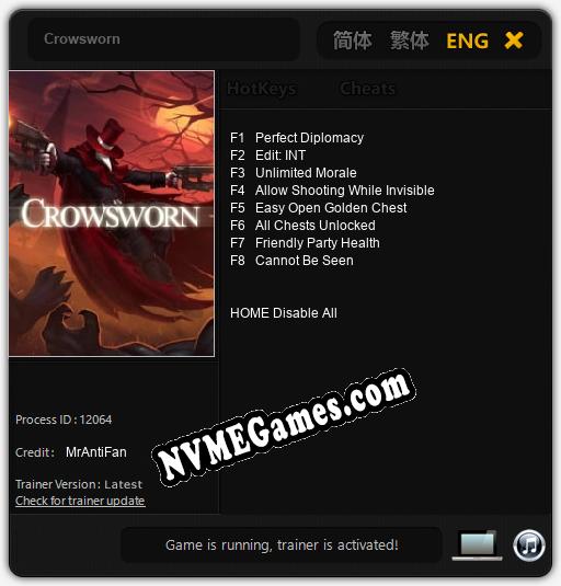 Treinador liberado para Crowsworn [v1.0.2]