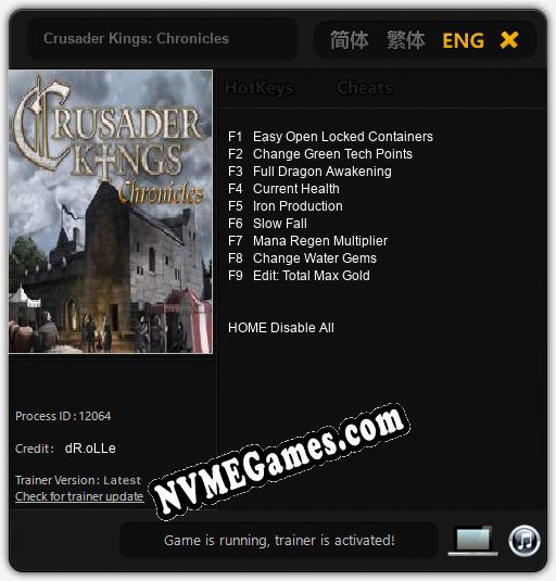 Crusader Kings: Chronicles: Trainer +9 [v1.4]