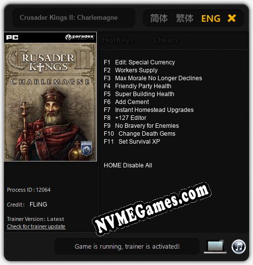 Crusader Kings II: Charlemagne: Treinador (V1.0.36)