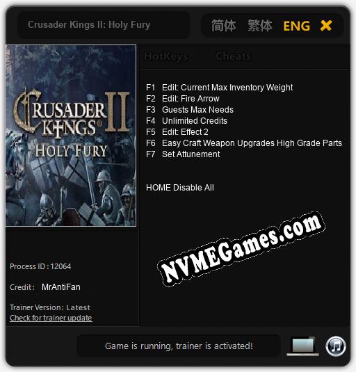 Crusader Kings II: Holy Fury: Cheats, Trainer +7 [MrAntiFan]