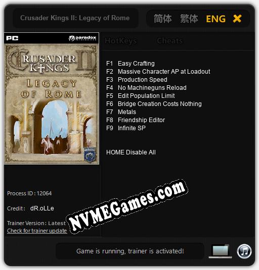 Crusader Kings II: Legacy of Rome: Cheats, Trainer +9 [dR.oLLe]