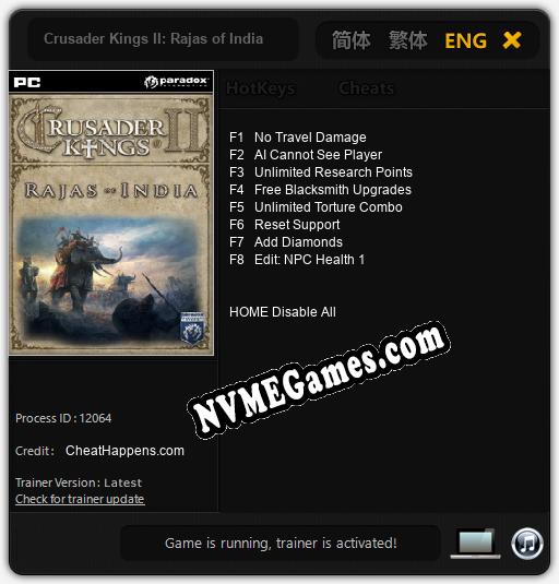 Crusader Kings II: Rajas of India: Cheats, Trainer +8 [CheatHappens.com]