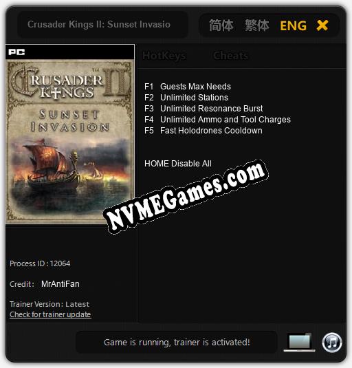 Crusader Kings II: Sunset Invasion: Trainer +5 [v1.1]